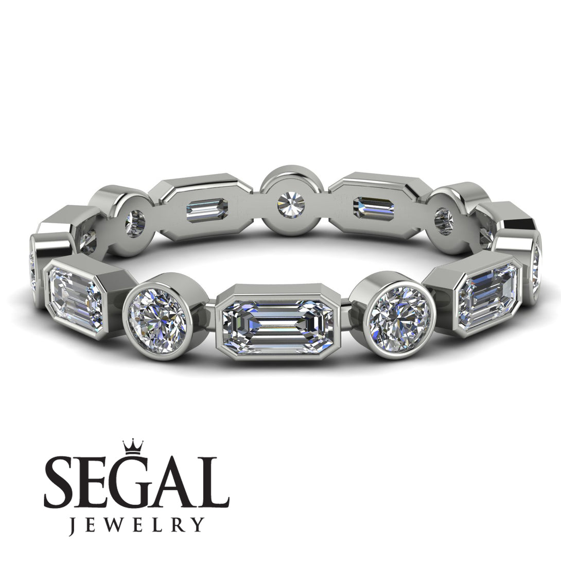 Emerald Cut Diamond Bezel Eternity Ring - Genevieve No. 3