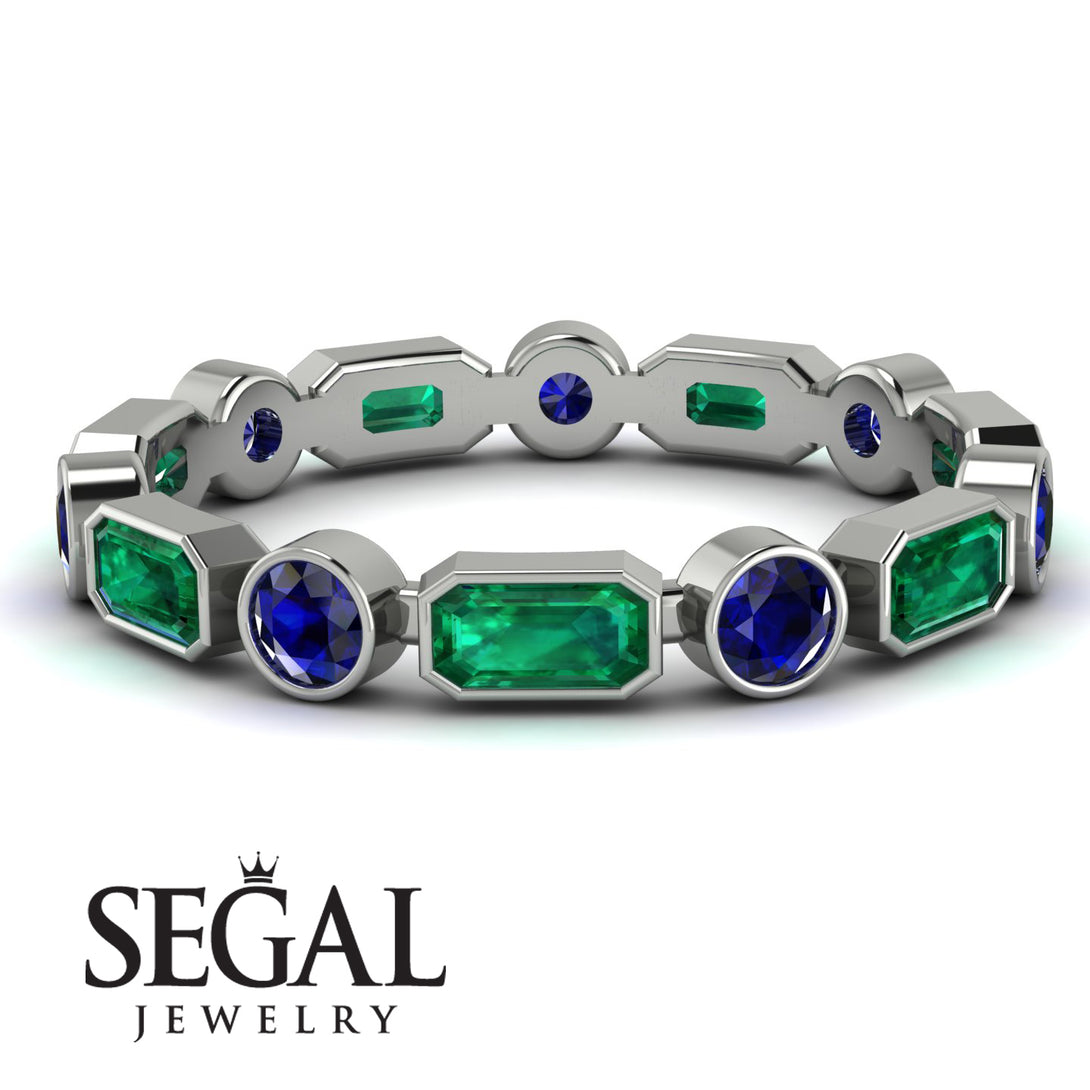 Emerald Cut Emerald Bezel Eternity Ring - Genevieve No. 66