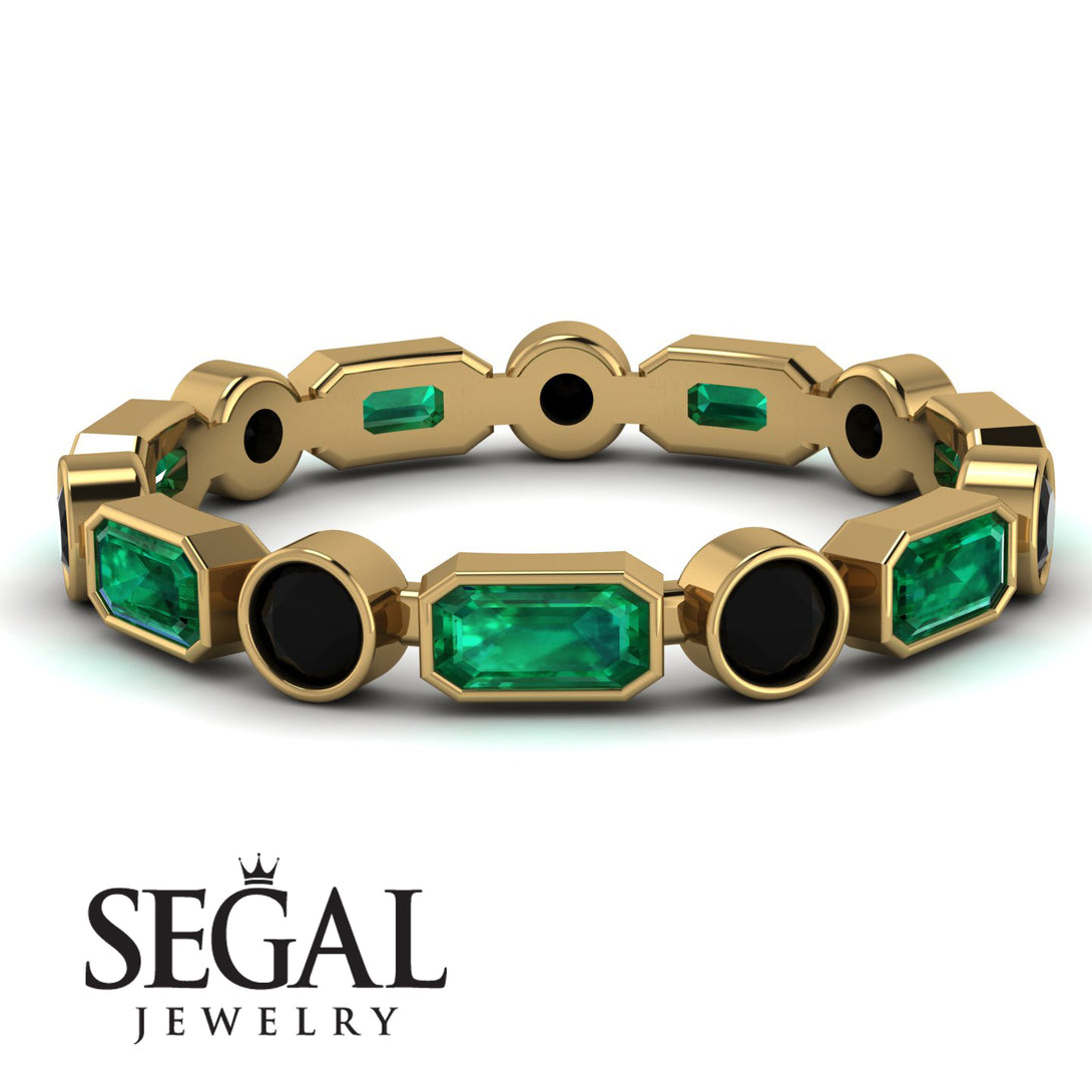 Emerald Cut Emerald Bezel Eternity Ring - Genevieve No. 34