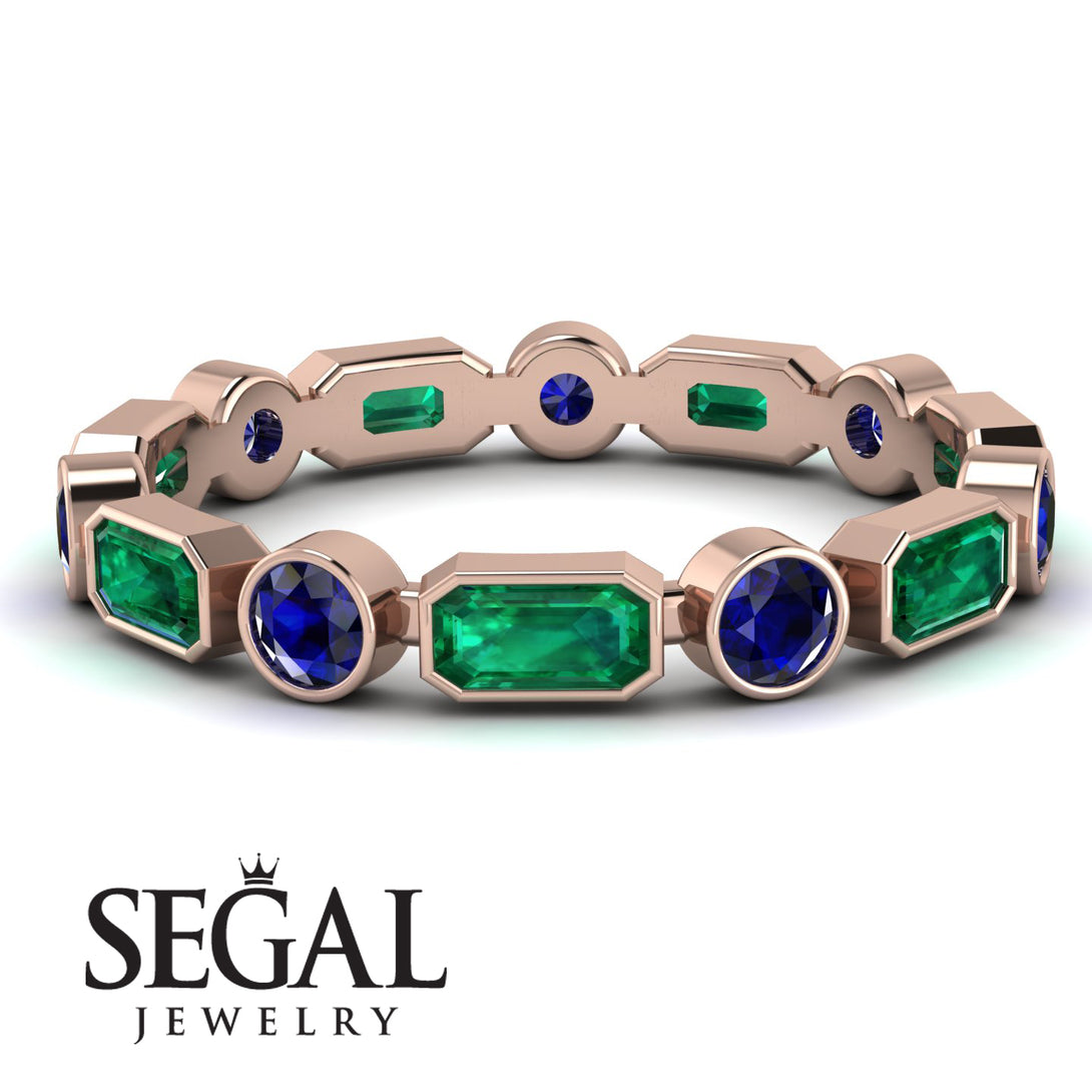 Emerald Cut Emerald Bezel Eternity Ring - Genevieve No. 65