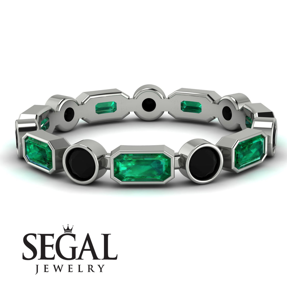 Emerald Cut Emerald Bezel Eternity Ring - Genevieve No. 36
