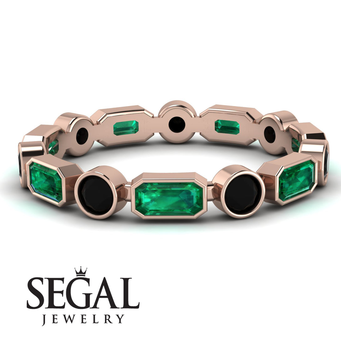 Emerald Cut Emerald Bezel Eternity Ring - Genevieve No. 35