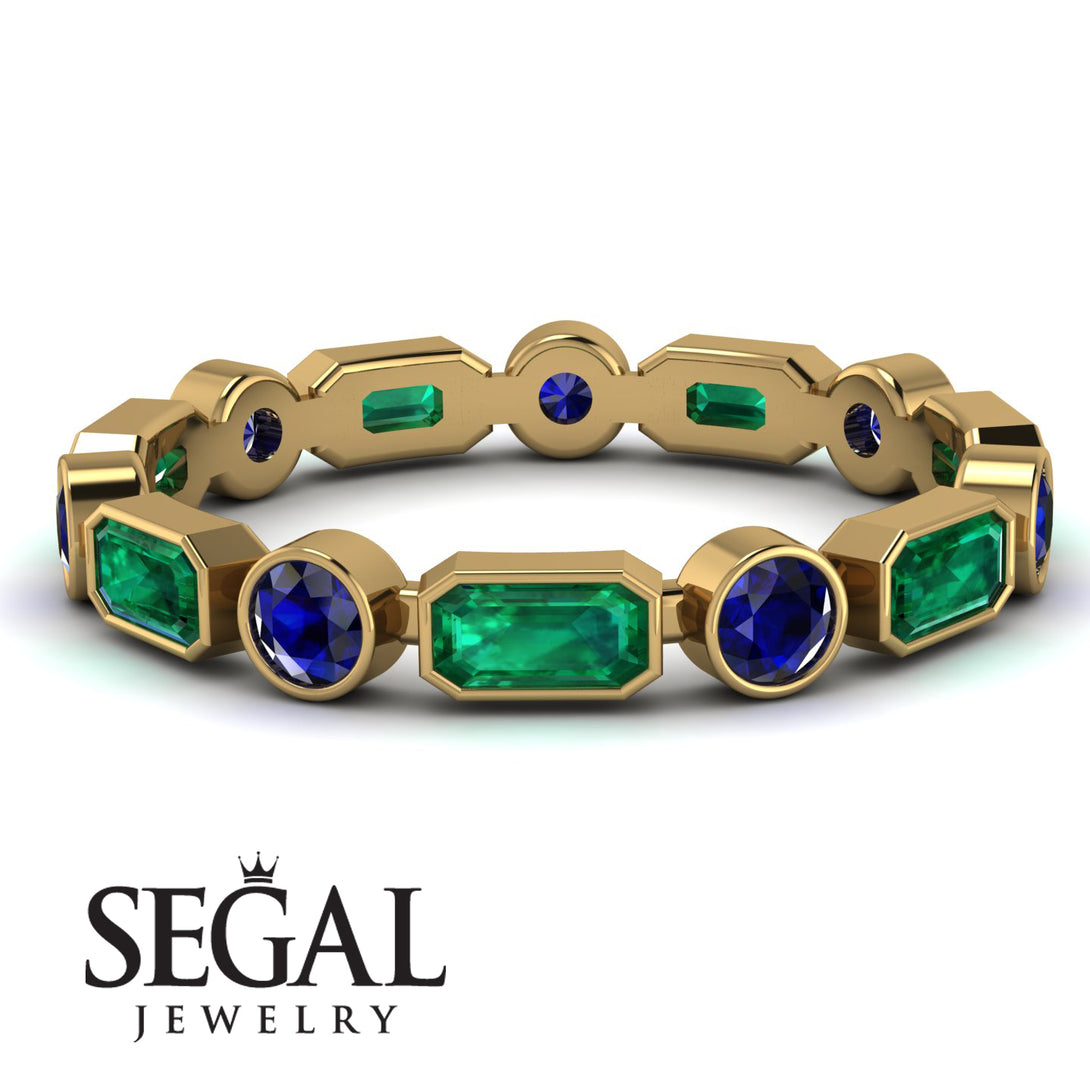 Emerald Cut Emerald Bezel Eternity Ring - Genevieve No. 64