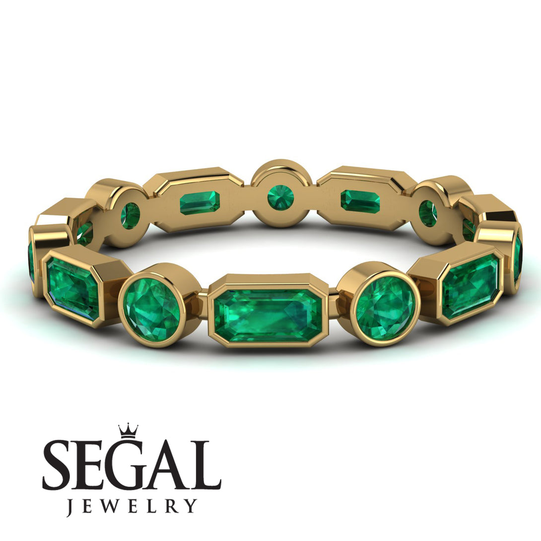 Emerald Cut Emerald Bezel Eternity Ring - Genevieve No. 19