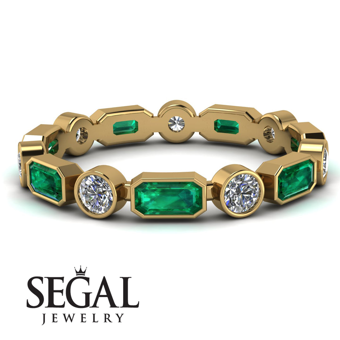 Emerald Cut Emerald Bezel Eternity Ring - Genevieve No. 4