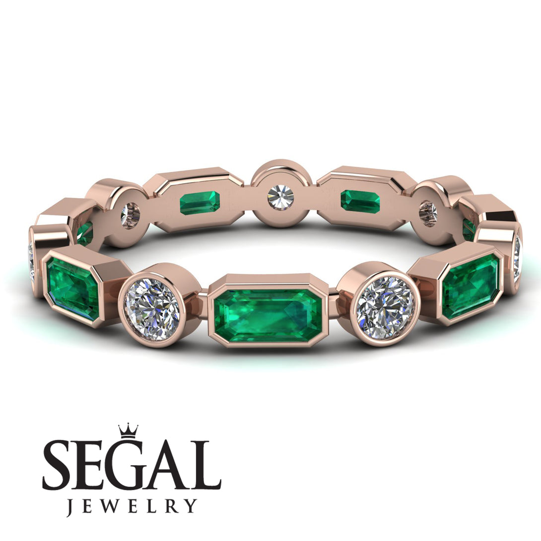 Emerald Cut Emerald Bezel Eternity Ring - Genevieve No. 5