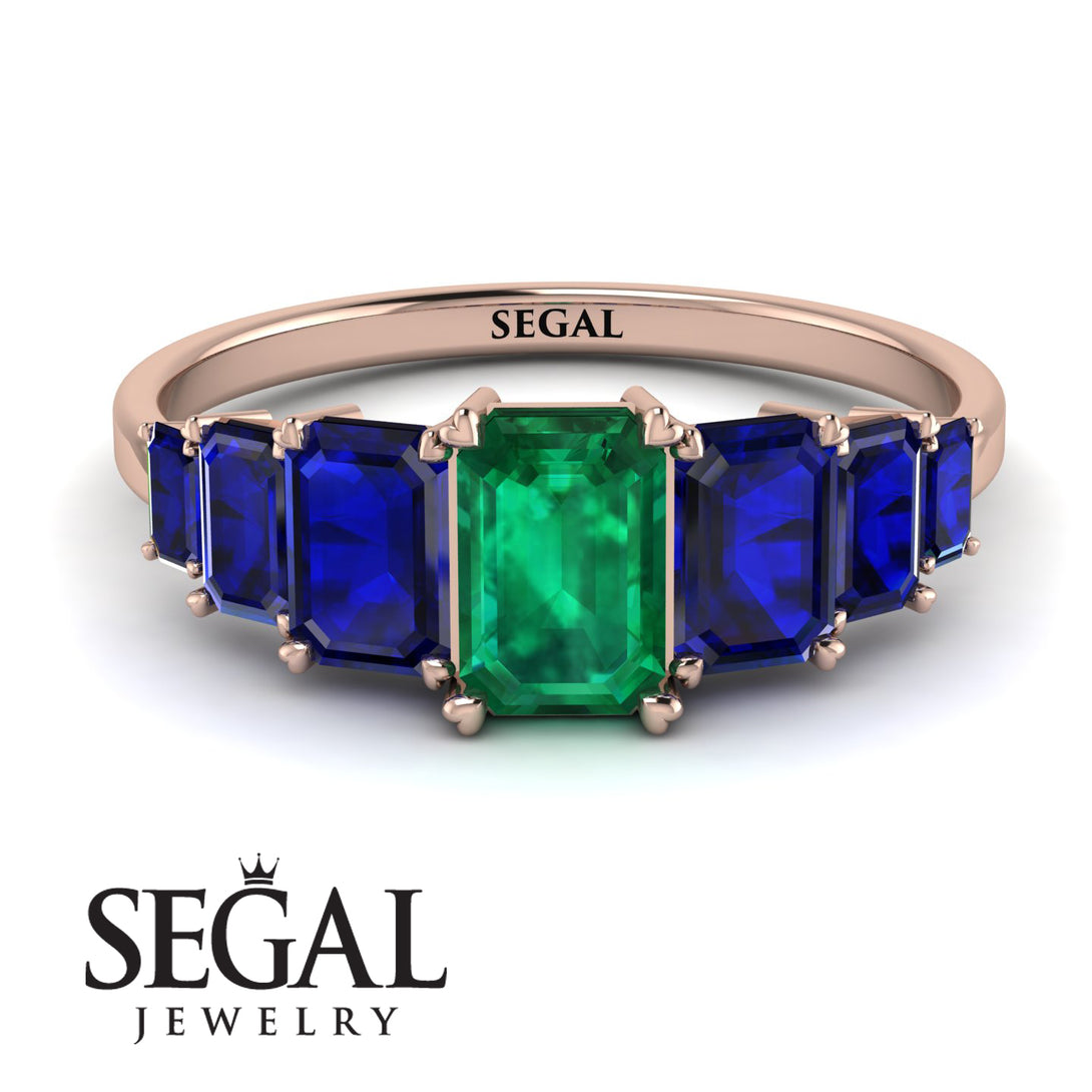 Emerald Cut Emerald Geometrical Ring - Briella No. 65