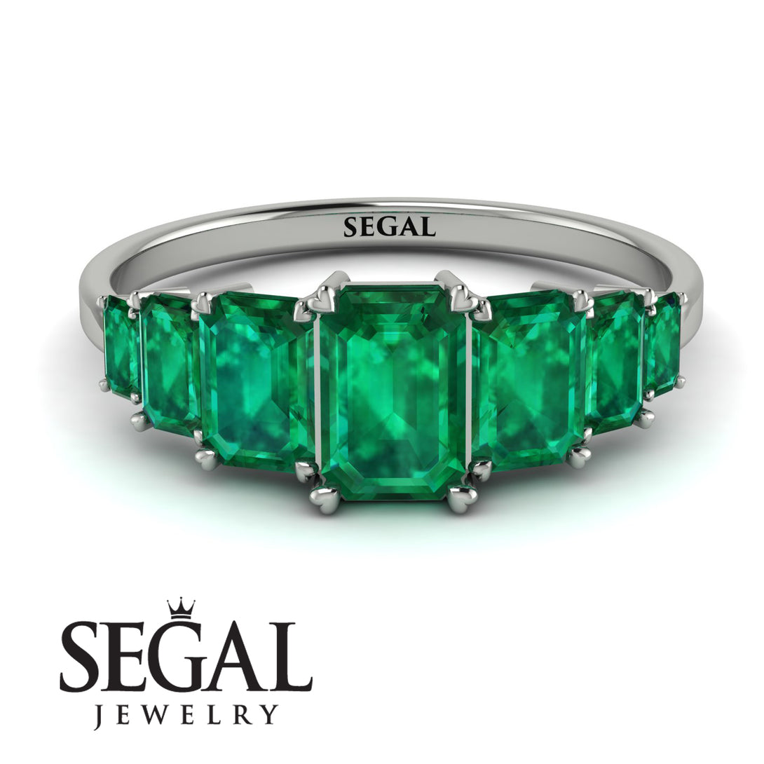 Emerald Cut Emerald Geometrical Ring - Briella No. 21