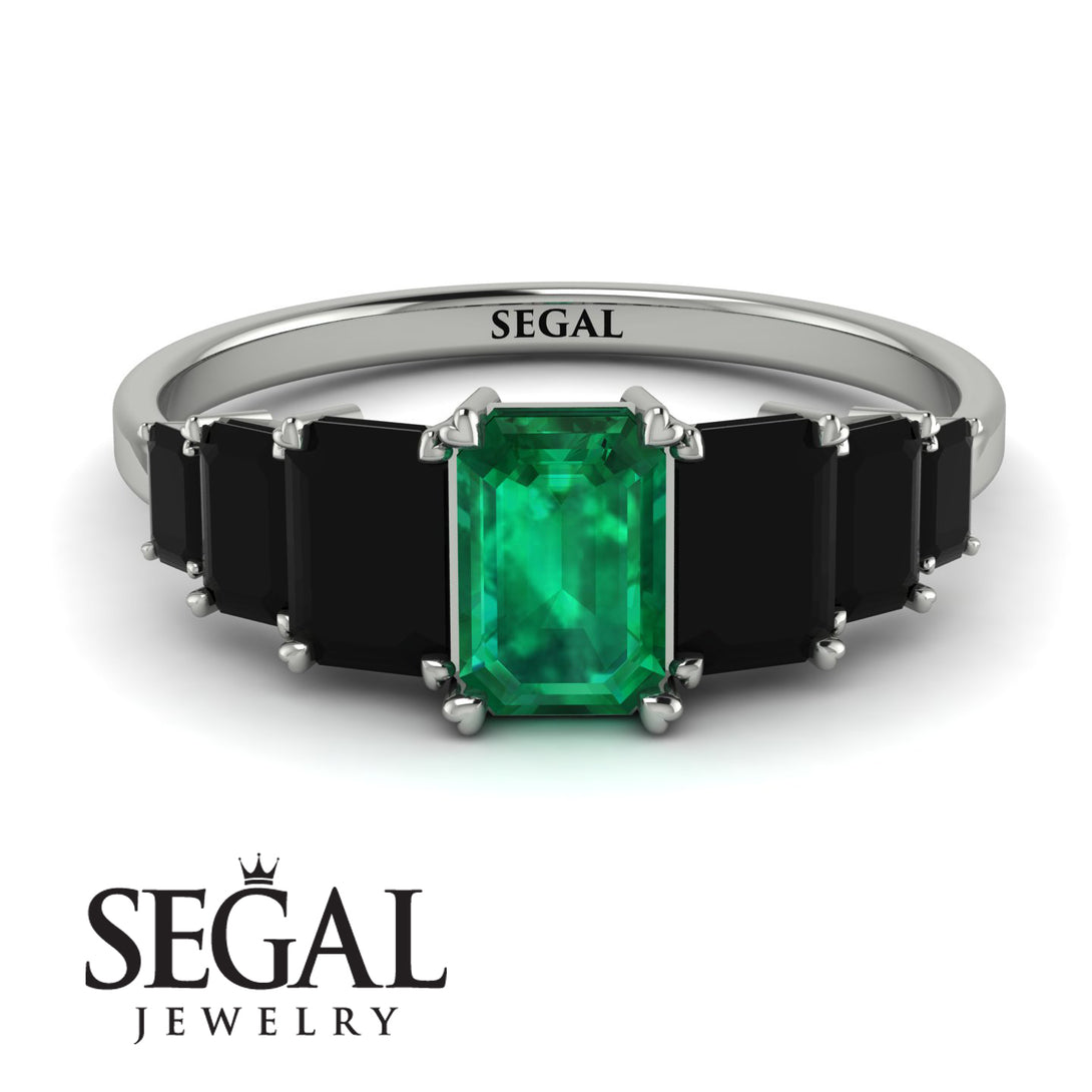 Emerald Cut Emerald Geometrical Ring - Briella No. 36