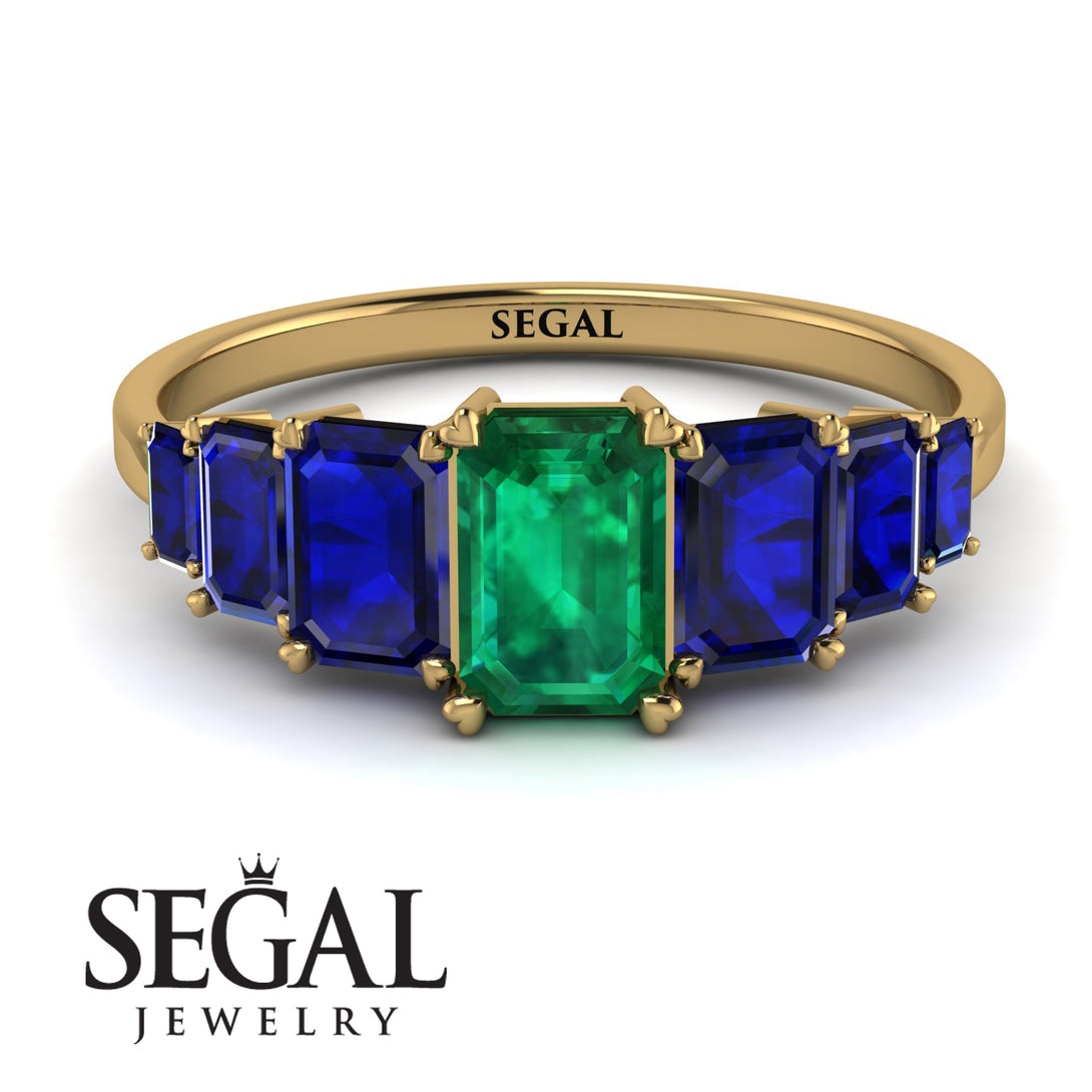 Emerald Cut Emerald Geometrical Ring - Briella No. 64