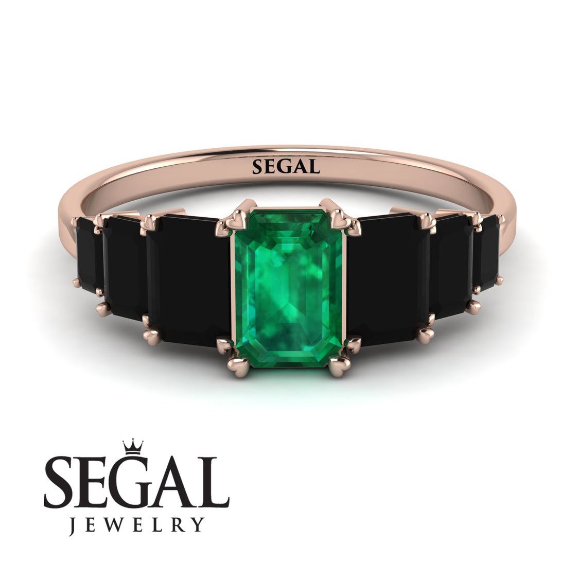 Emerald Cut Emerald Geometrical Ring - Briella No. 35