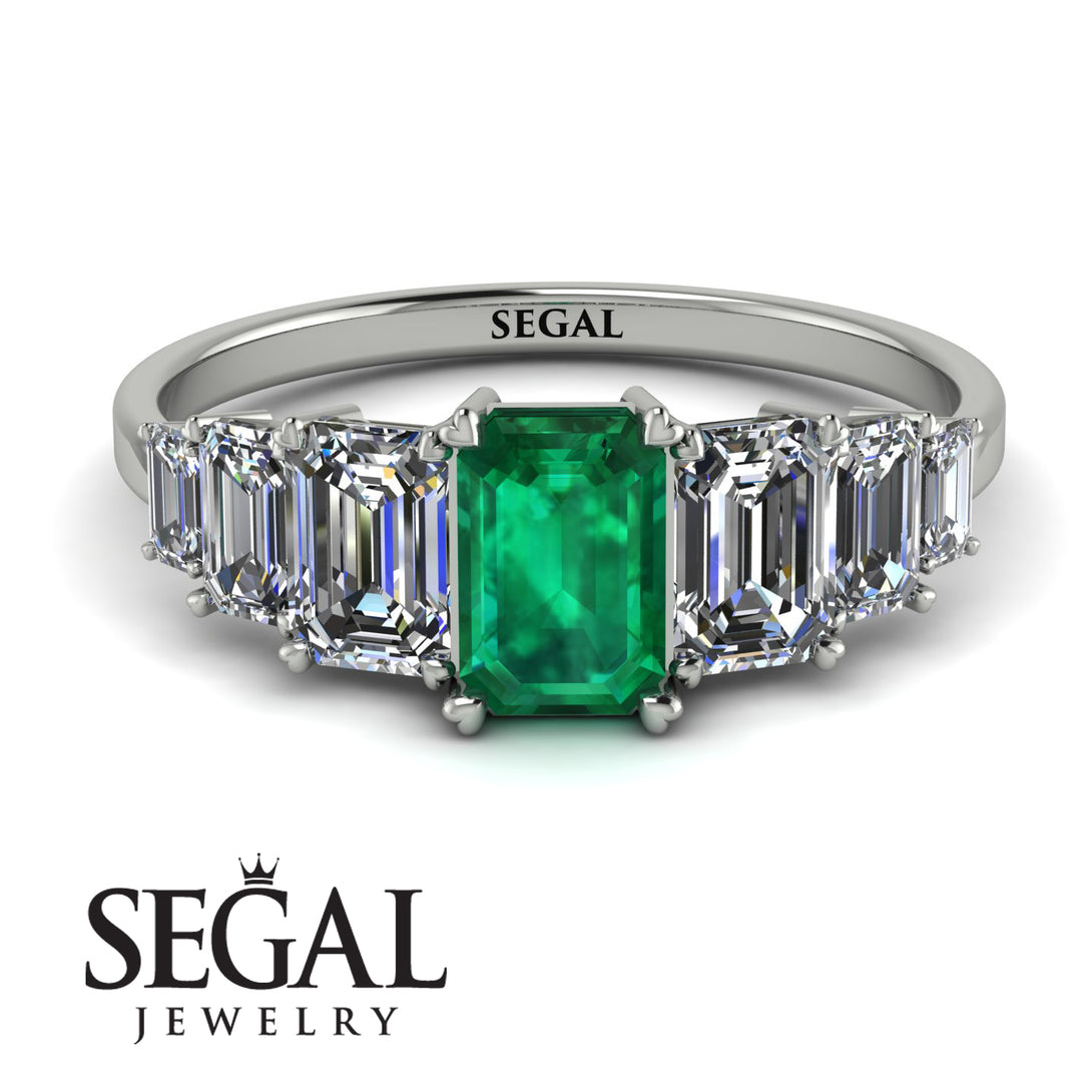 Emerald Cut Emerald Geometrical Ring - Briella No. 6
