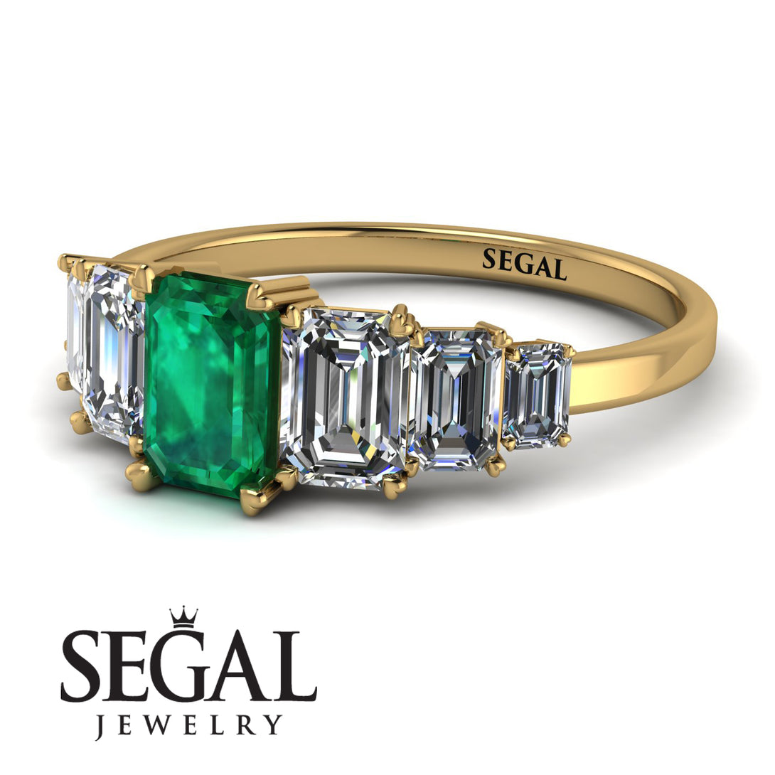 Emerald Cut Emerald Geometrical Ring - Briella No. 4