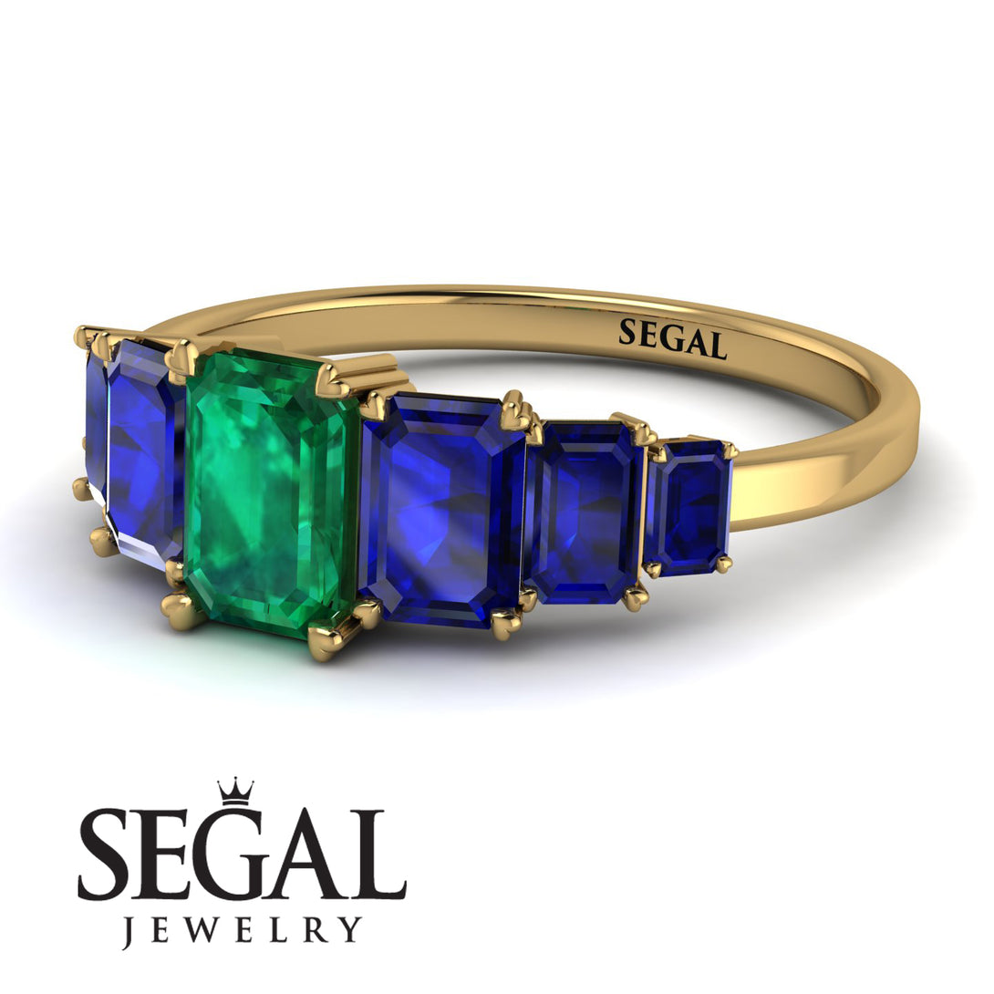 Emerald Cut Emerald Geometrical Ring - Briella No. 64
