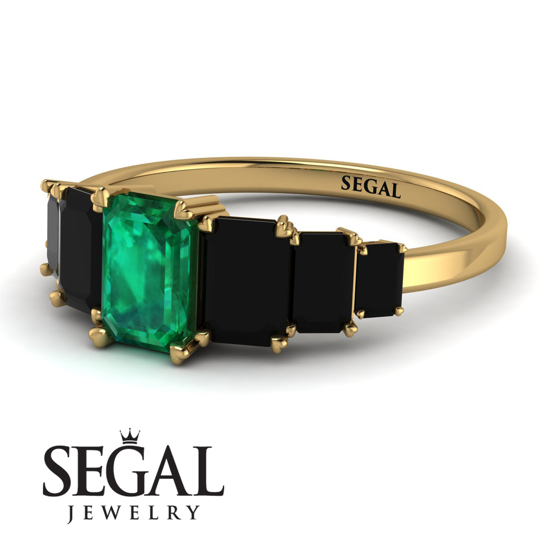 Emerald Cut Emerald Geometrical Ring - Briella No. 34
