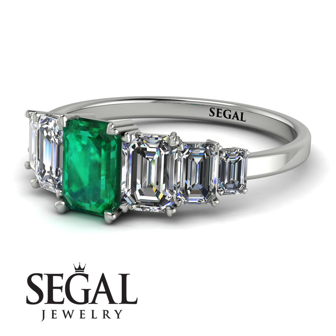Emerald Cut Emerald Geometrical Ring - Briella No. 6