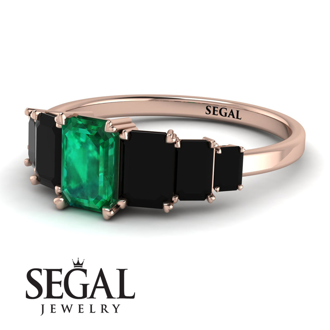 Emerald Cut Emerald Geometrical Ring - Briella No. 35