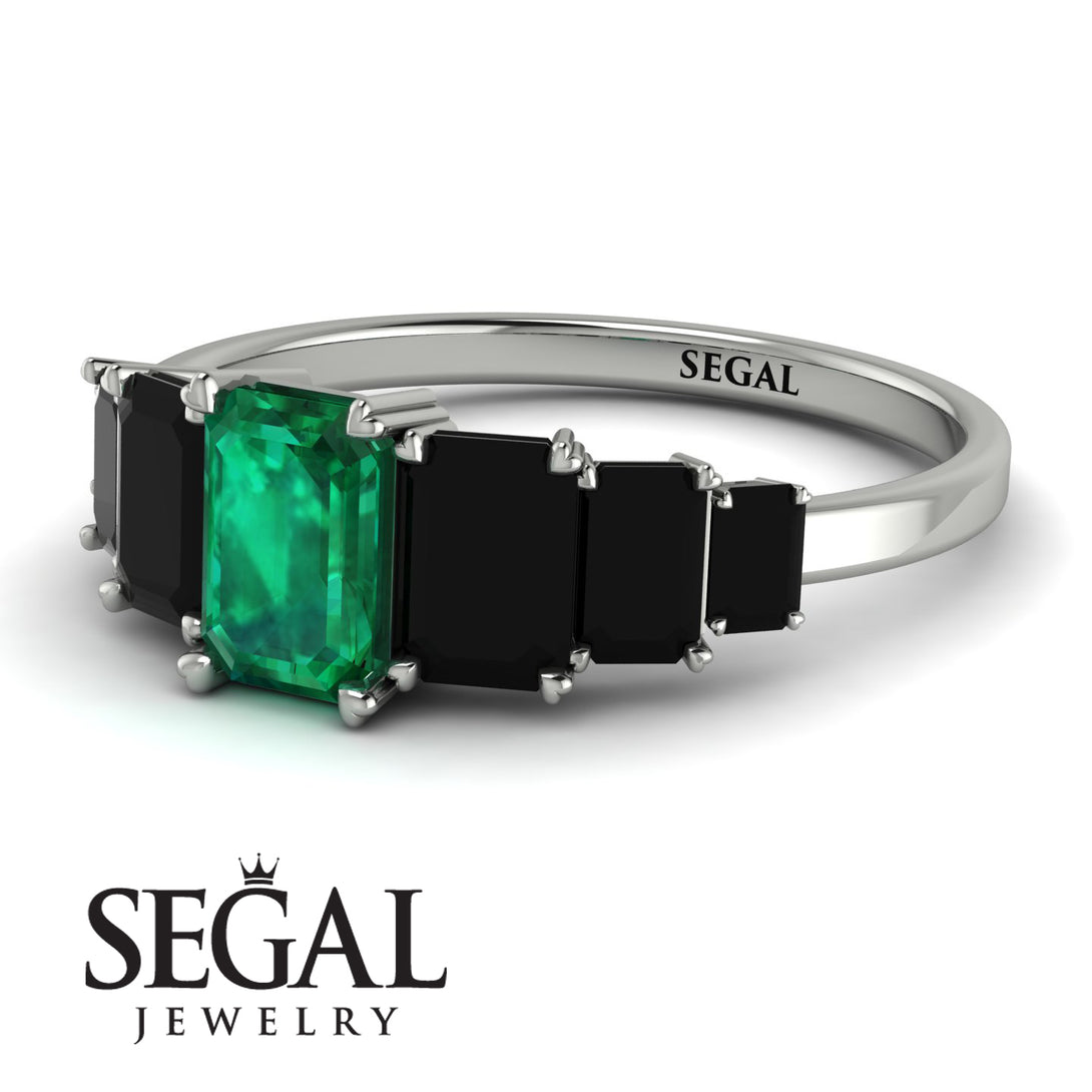 Emerald Cut Emerald Geometrical Ring - Briella No. 36