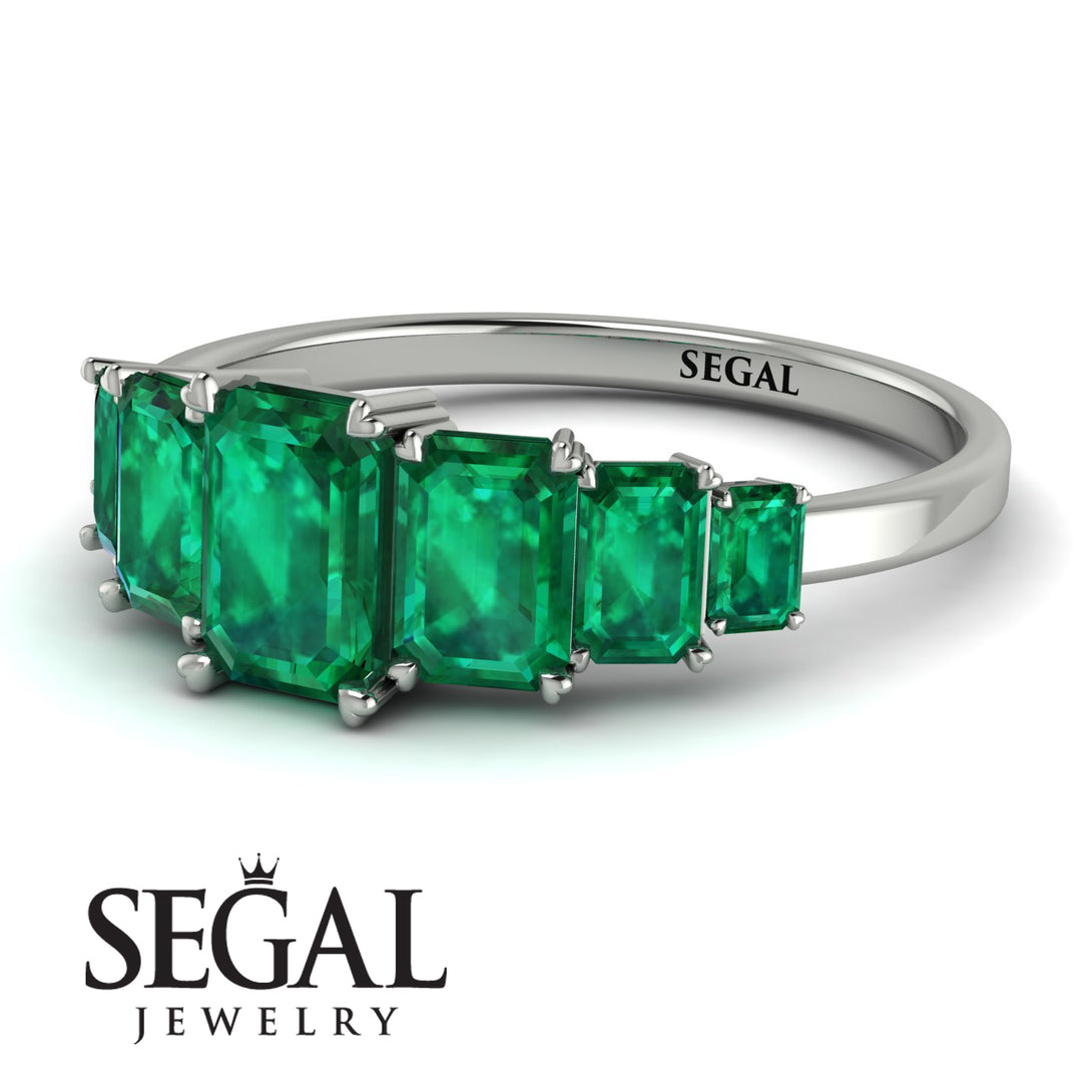 Emerald Cut Emerald Geometrical Ring - Briella No. 21