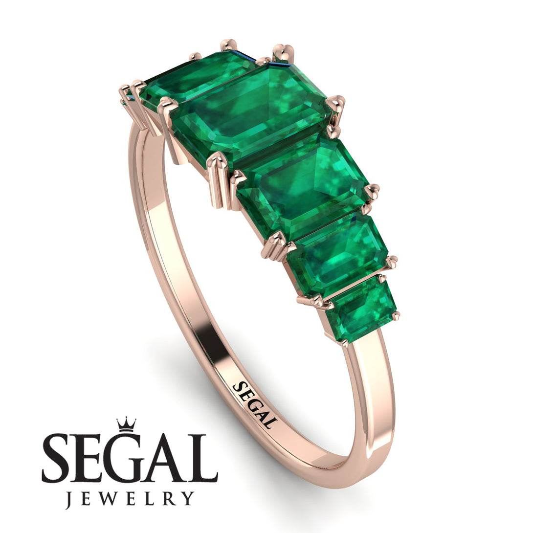 Emerald Cut Emerald Geometrical Ring - Briella No. 20