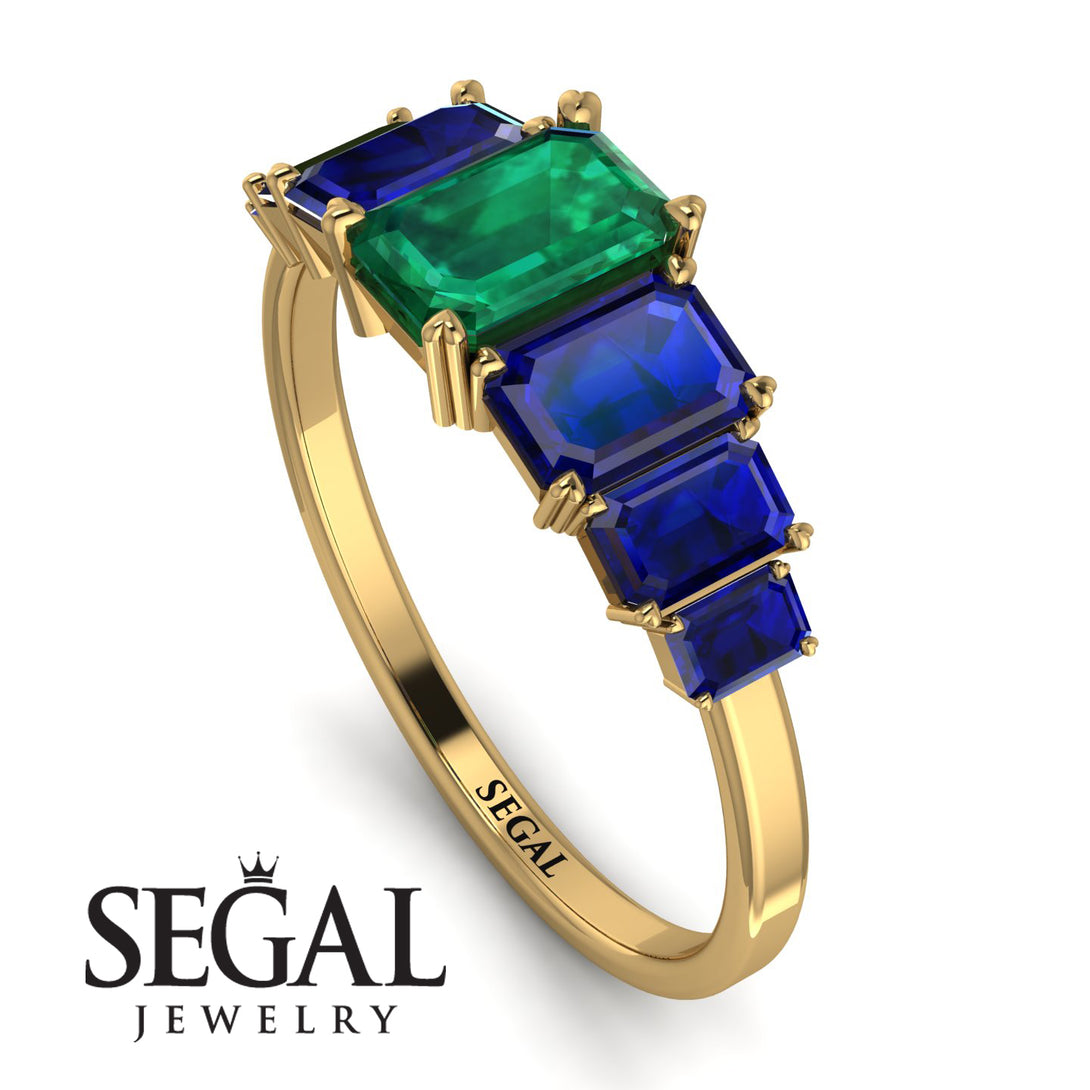 Emerald Cut Emerald Geometrical Ring - Briella No. 64