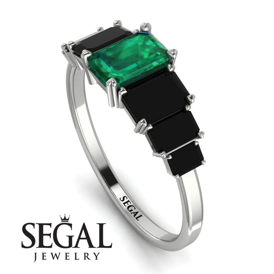 Emerald Cut Emerald Geometrical Ring - Briella No. 36