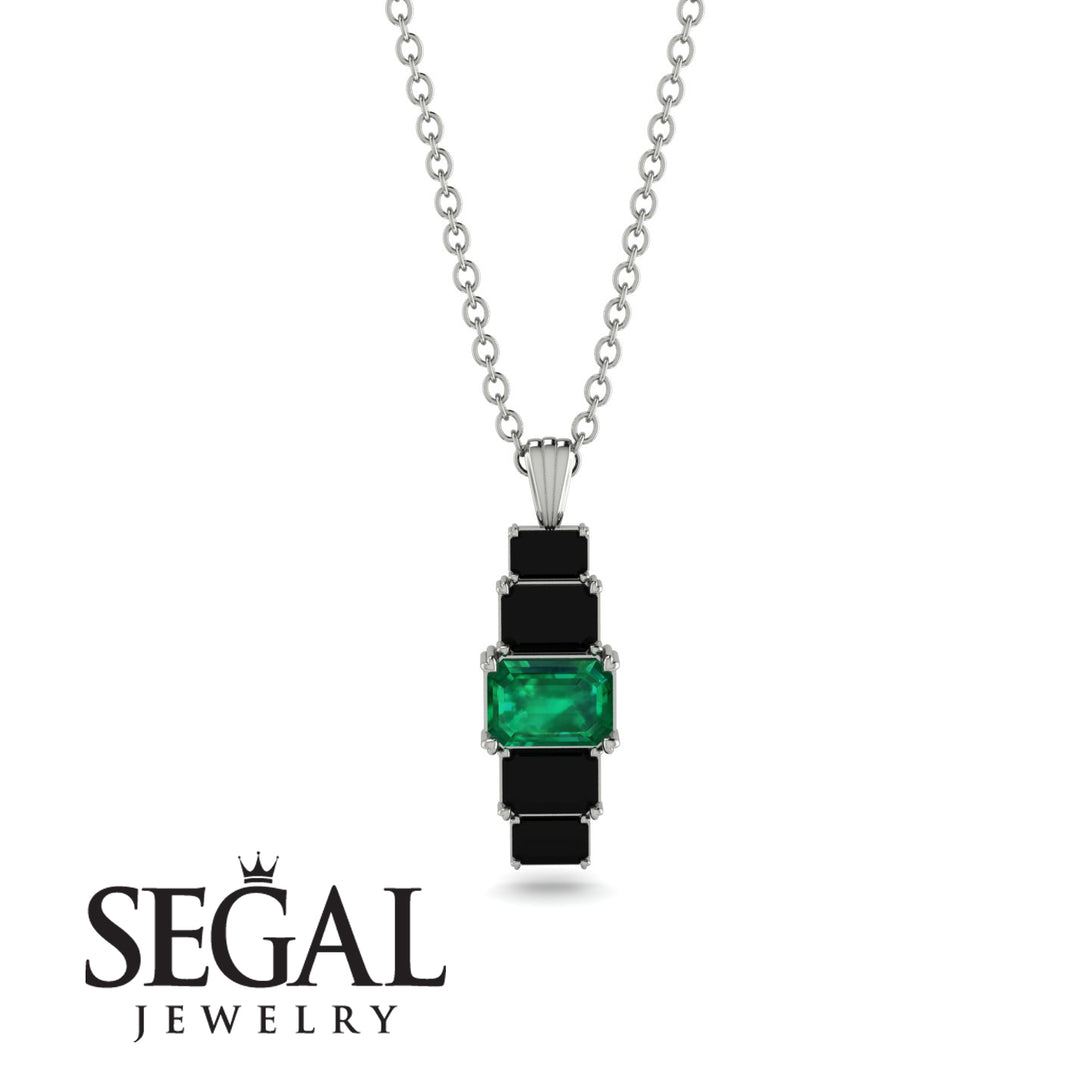 Emerald Cut Emerald Stairs Necklace - Briella No. 36