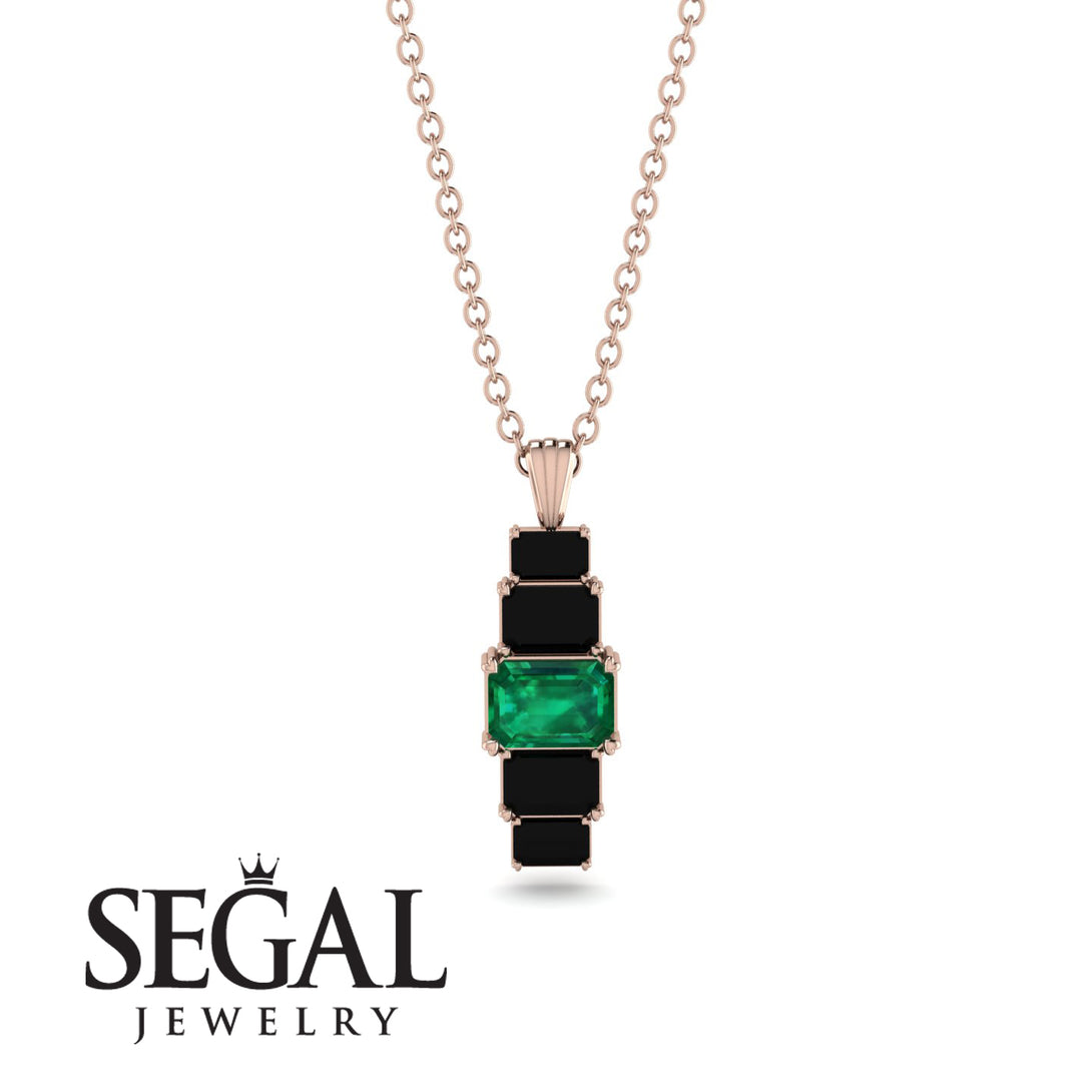 Emerald Cut Emerald Stairs Necklace - Briella No. 35