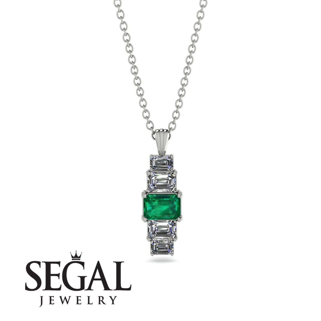 Emerald Cut Emerald Stairs Necklace - Briella No. 6