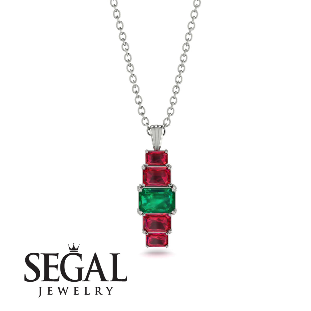 Emerald Cut Emerald Stairs Necklace - Briella No. 51