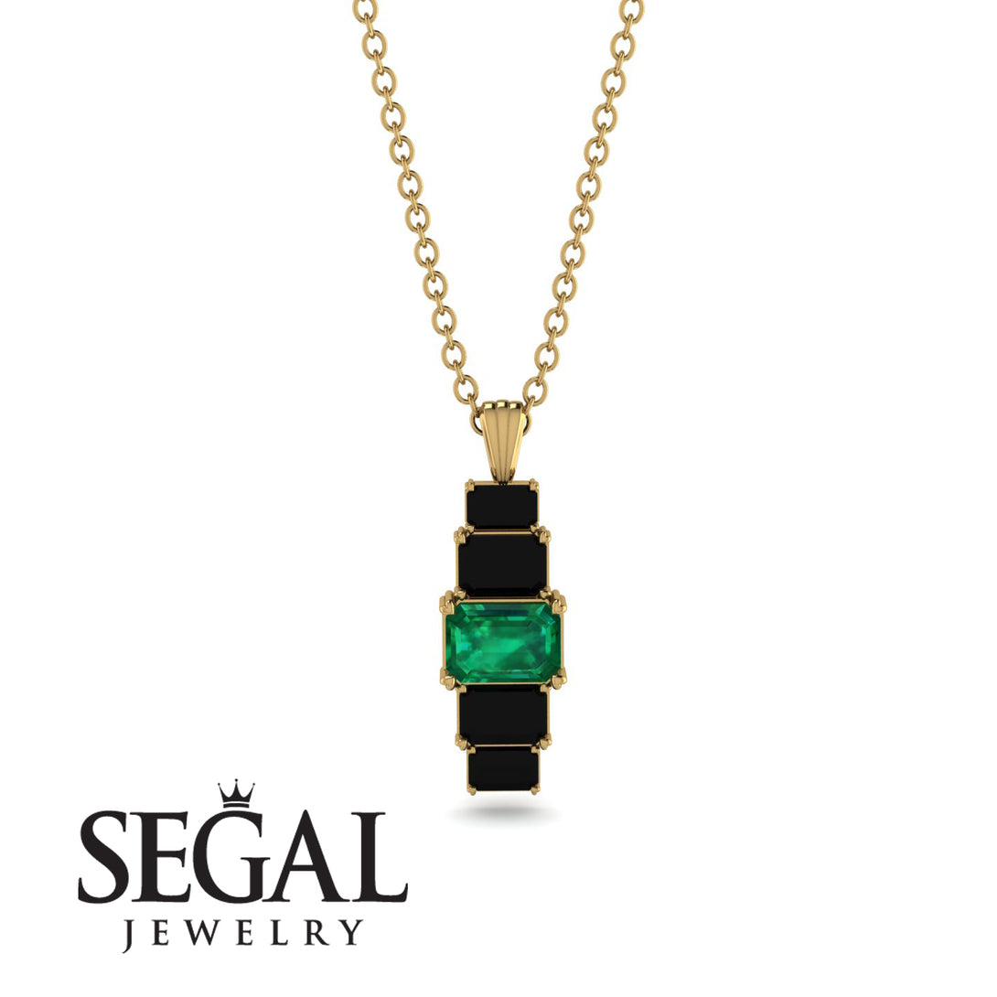 Emerald Cut Emerald Stairs Necklace - Briella No. 34