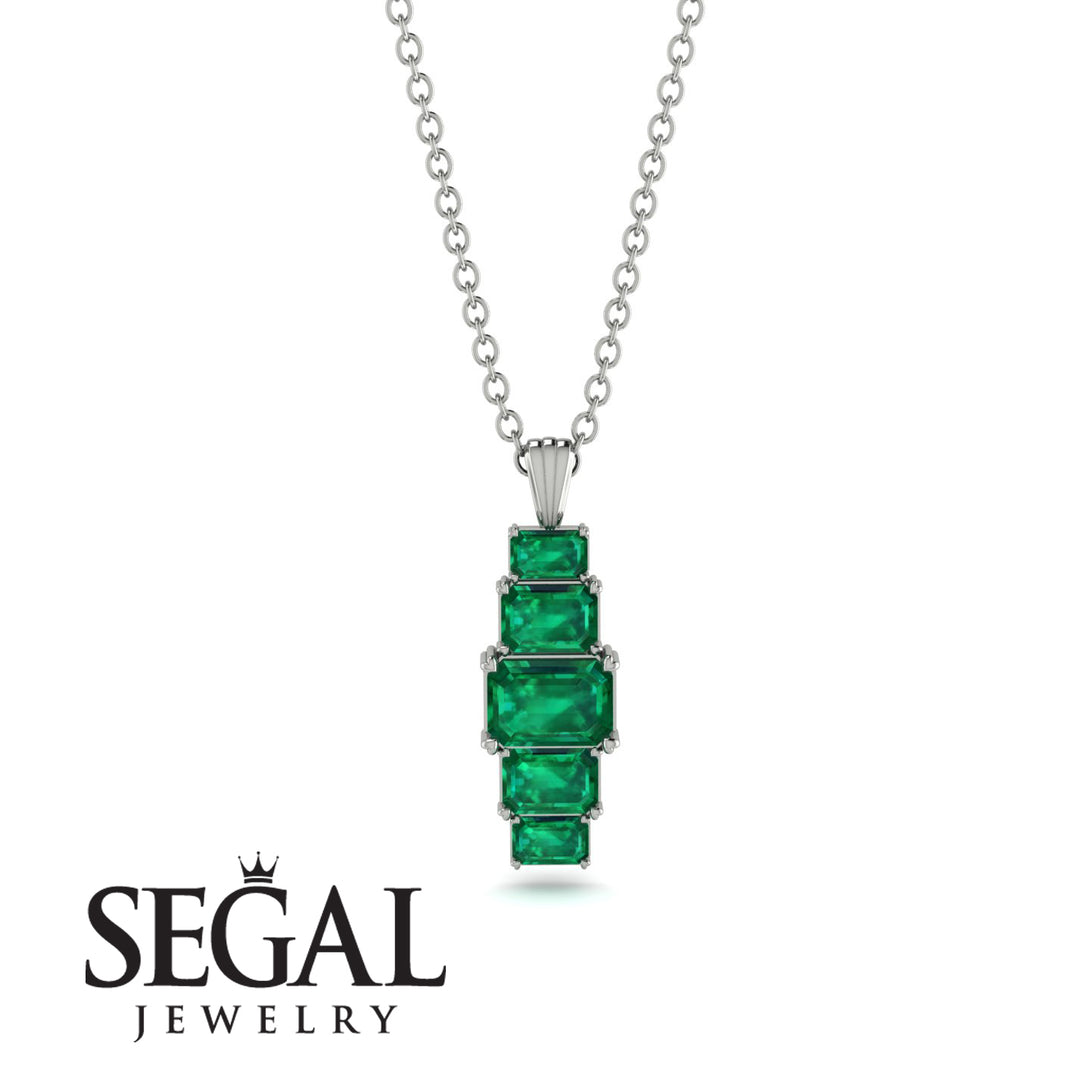 Emerald Cut Emerald Stairs Necklace - Briella No. 21