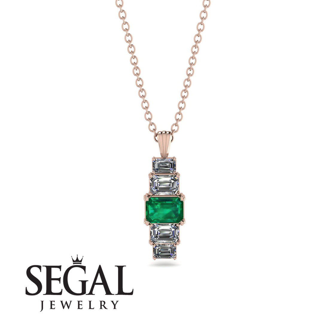 Emerald Cut Emerald Stairs Necklace - Briella No. 5