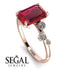 Emerald Cut Ruby Ring With Bezel - Alina No. 11