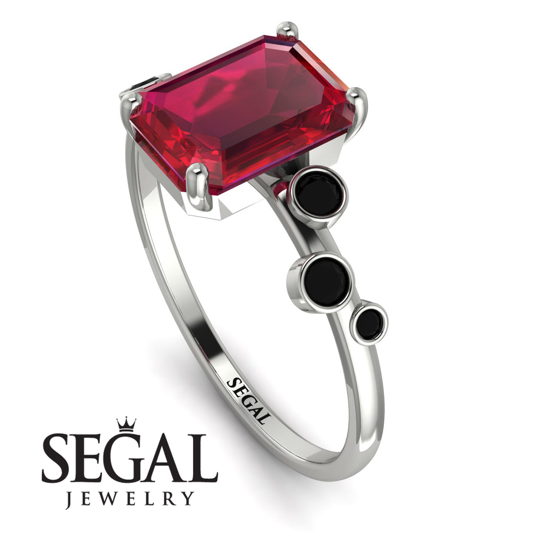 Emerald Cut Ruby Ring With Bezel - Alina No. 42