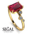 Emerald Cut Ruby Ring With Bezel - Alina No. 10