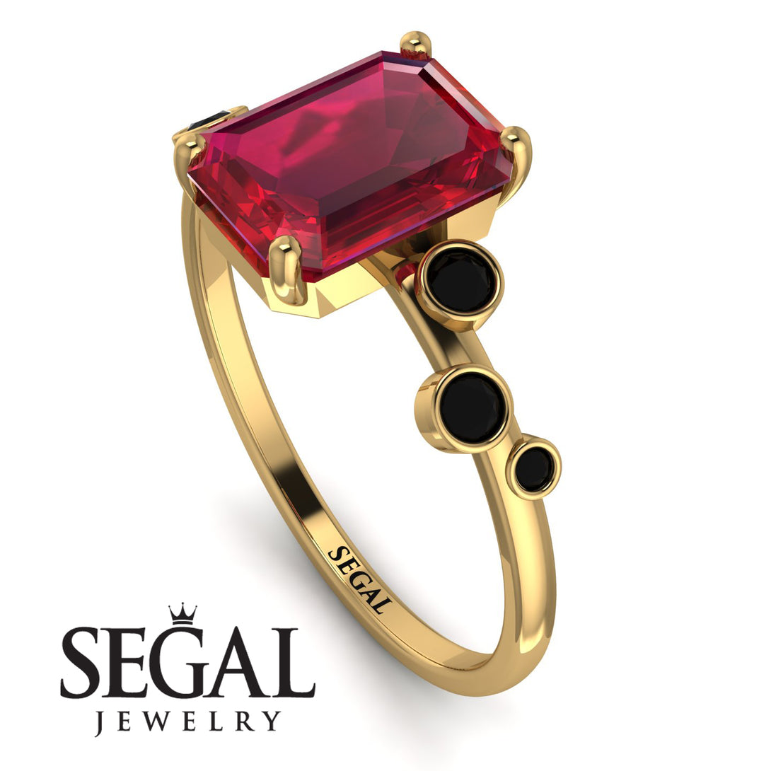 Emerald Cut Ruby Ring With Bezel - Alina No. 40