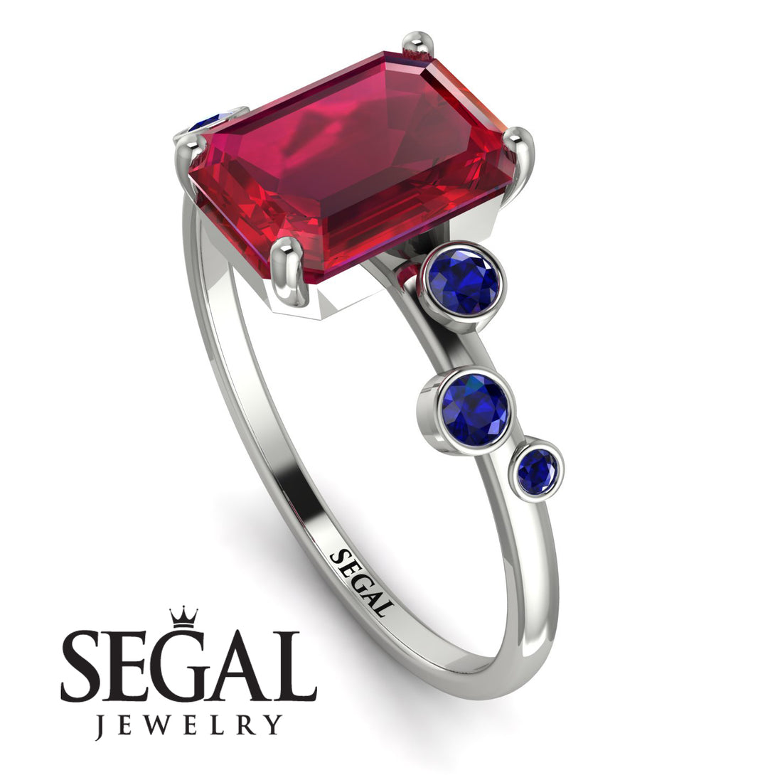 Emerald Cut Ruby Ring With Bezel - Alina No. 72
