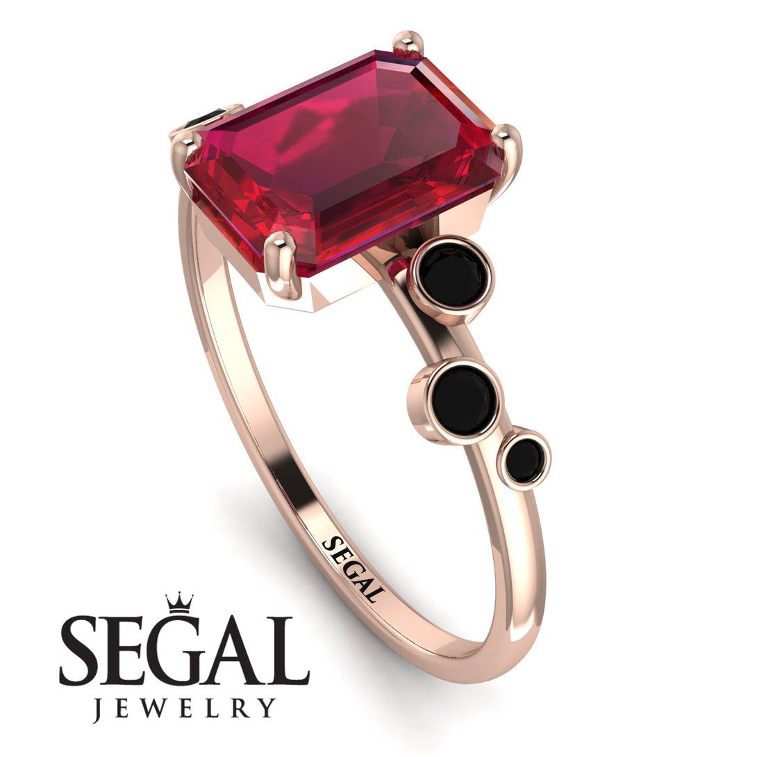 Emerald Cut Ruby Ring With Bezel - Alina No. 41