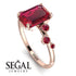 Emerald Cut Ruby Ring With Bezel - Alina No. 56