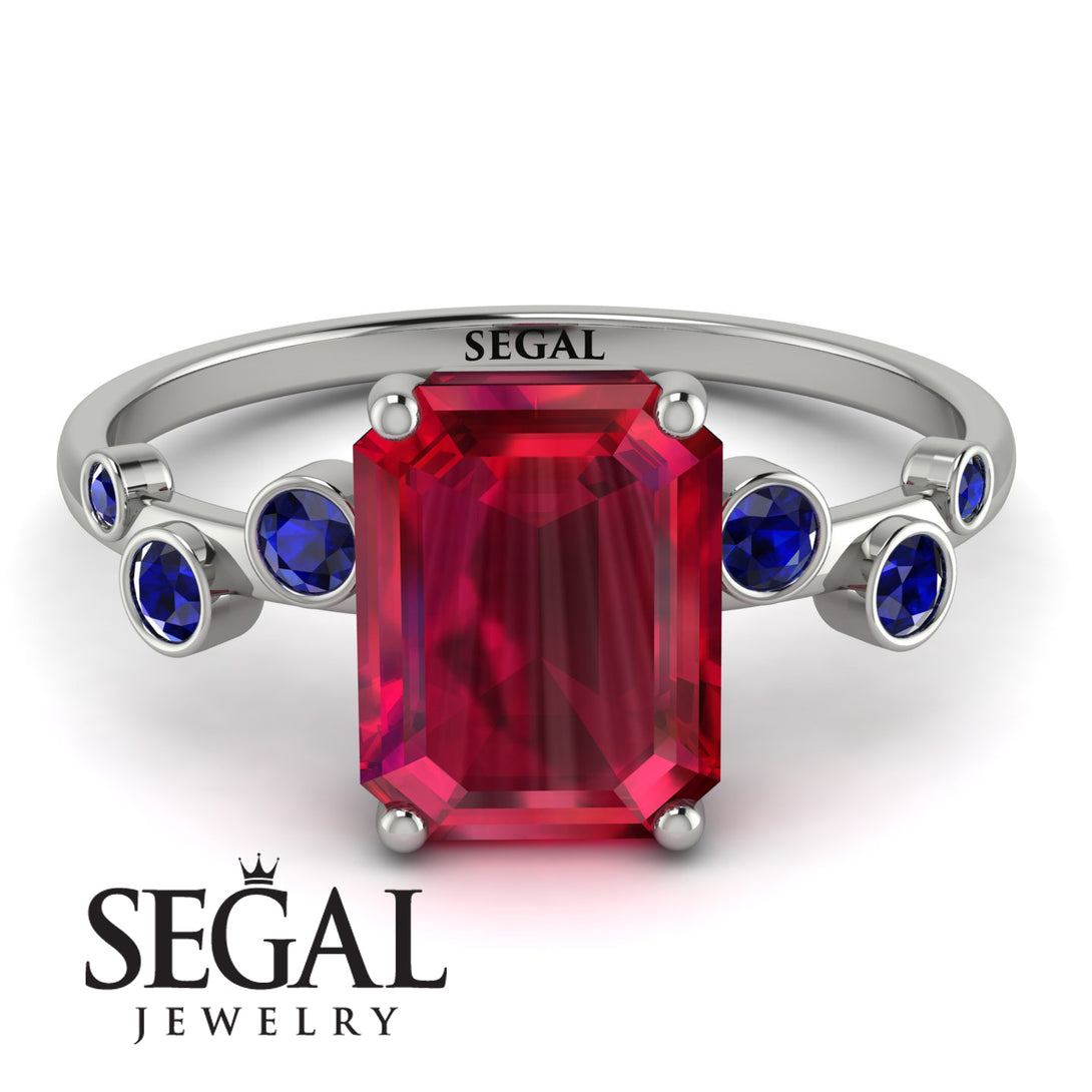 Emerald Cut Ruby Ring With Bezel - Alina No. 72