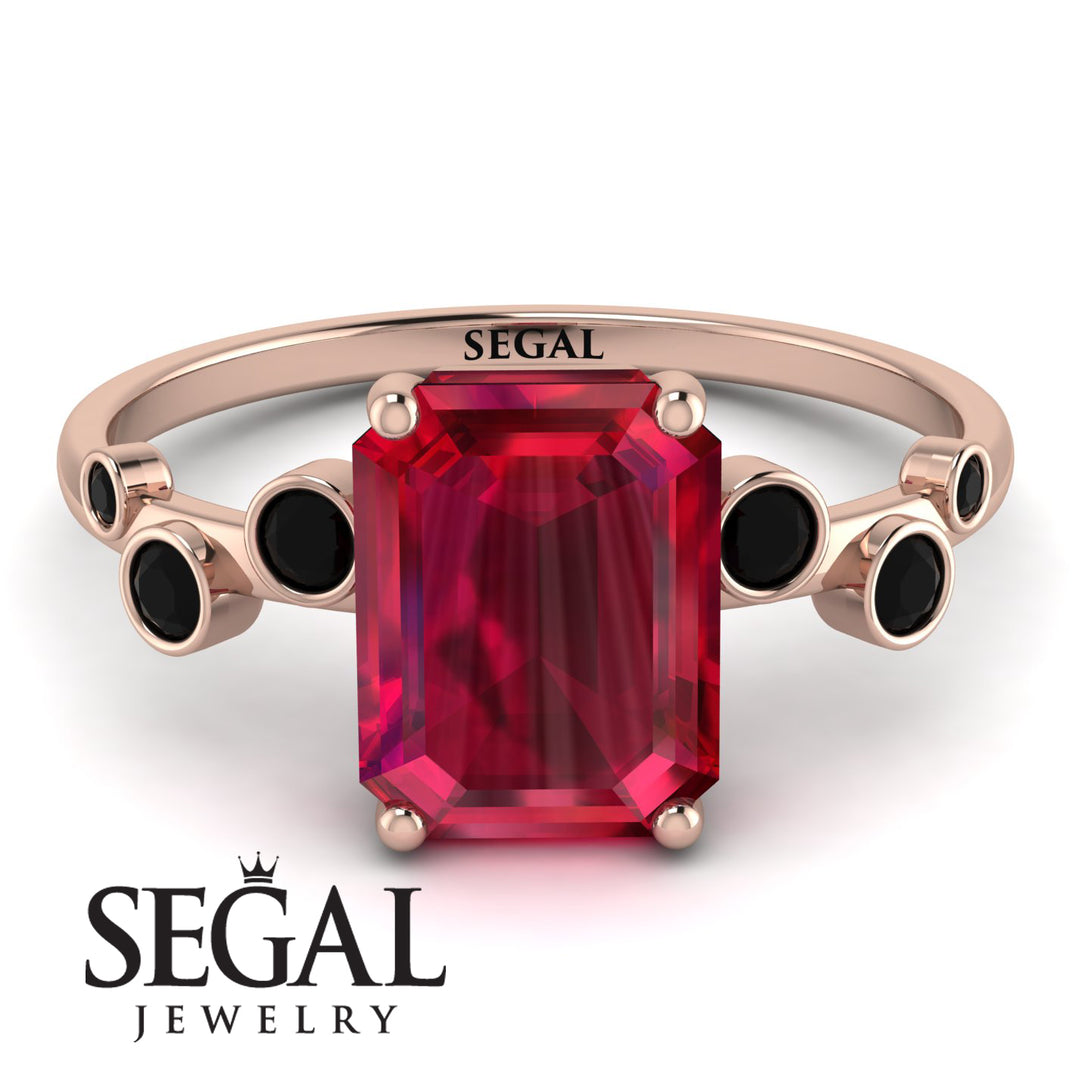 Emerald Cut Ruby Ring With Bezel - Alina No. 41
