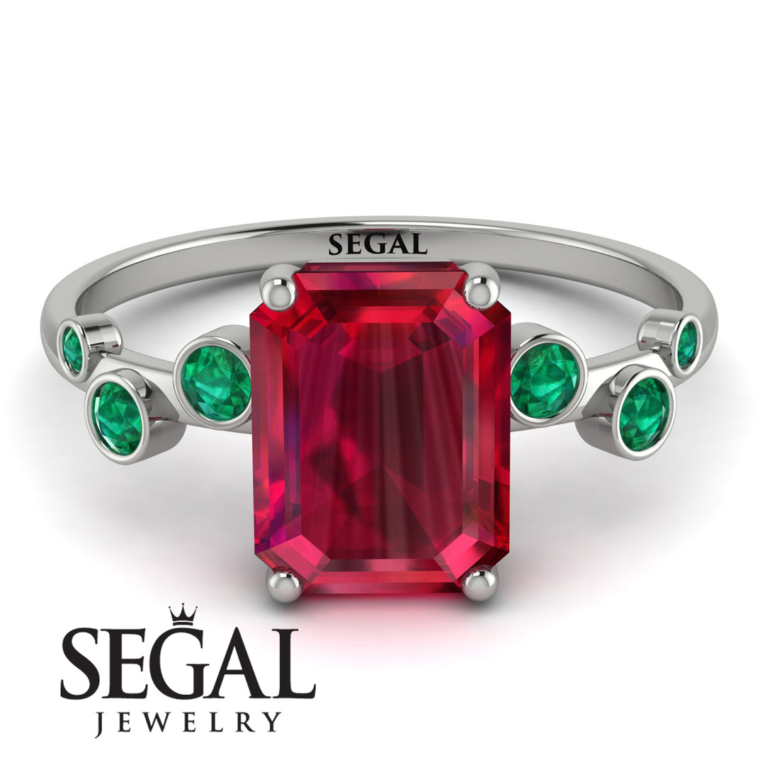 Emerald Cut Ruby Ring With Bezel - Alina No. 27
