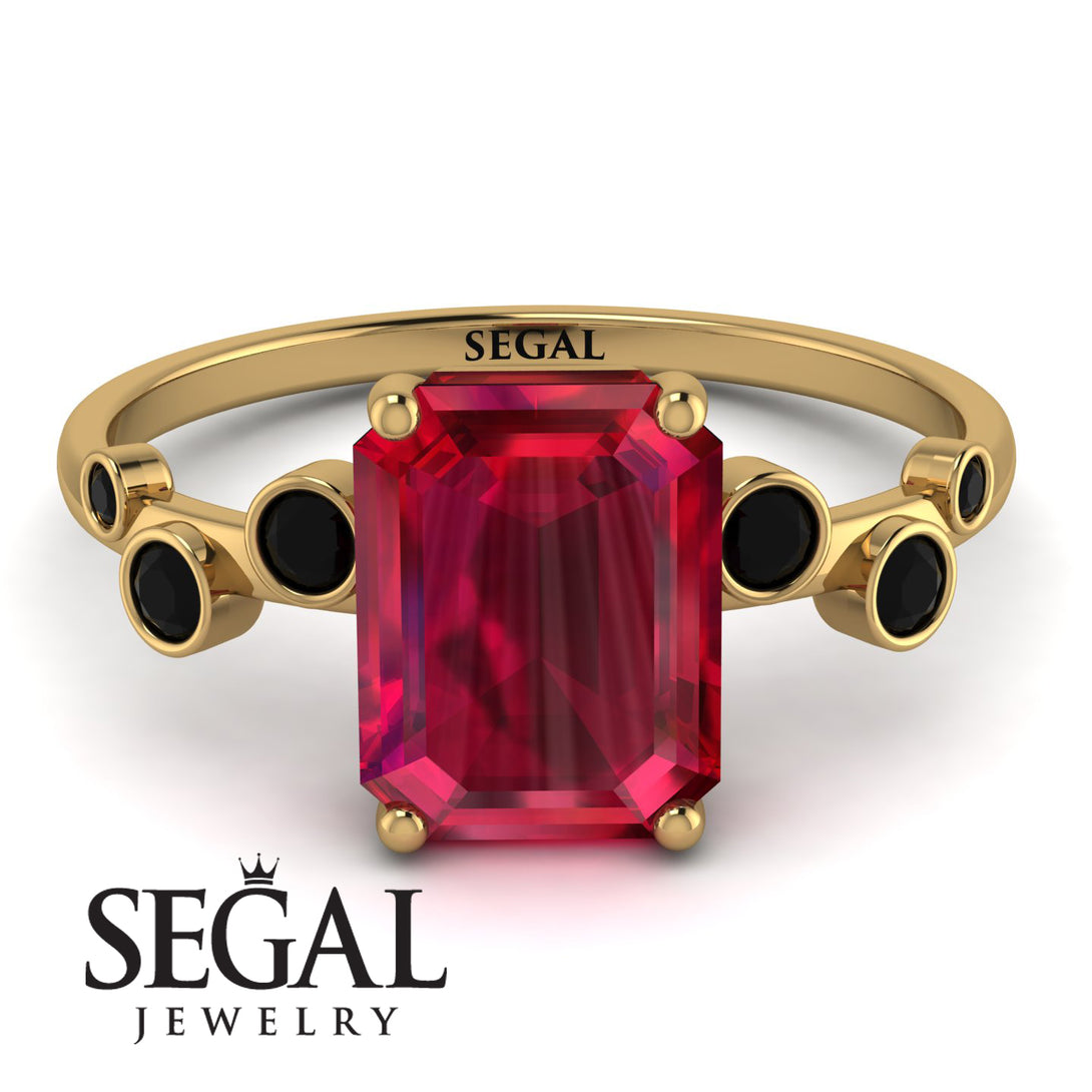 Emerald Cut Ruby Ring With Bezel - Alina No. 40