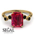 Emerald Cut Ruby Ring With Bezel - Alina No. 40