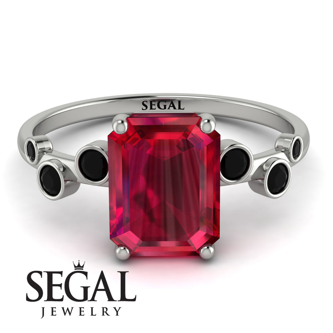 Emerald Cut Ruby Ring With Bezel - Alina No. 42