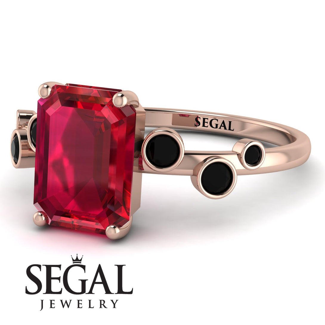 Emerald Cut Ruby Ring With Bezel - Alina No. 41