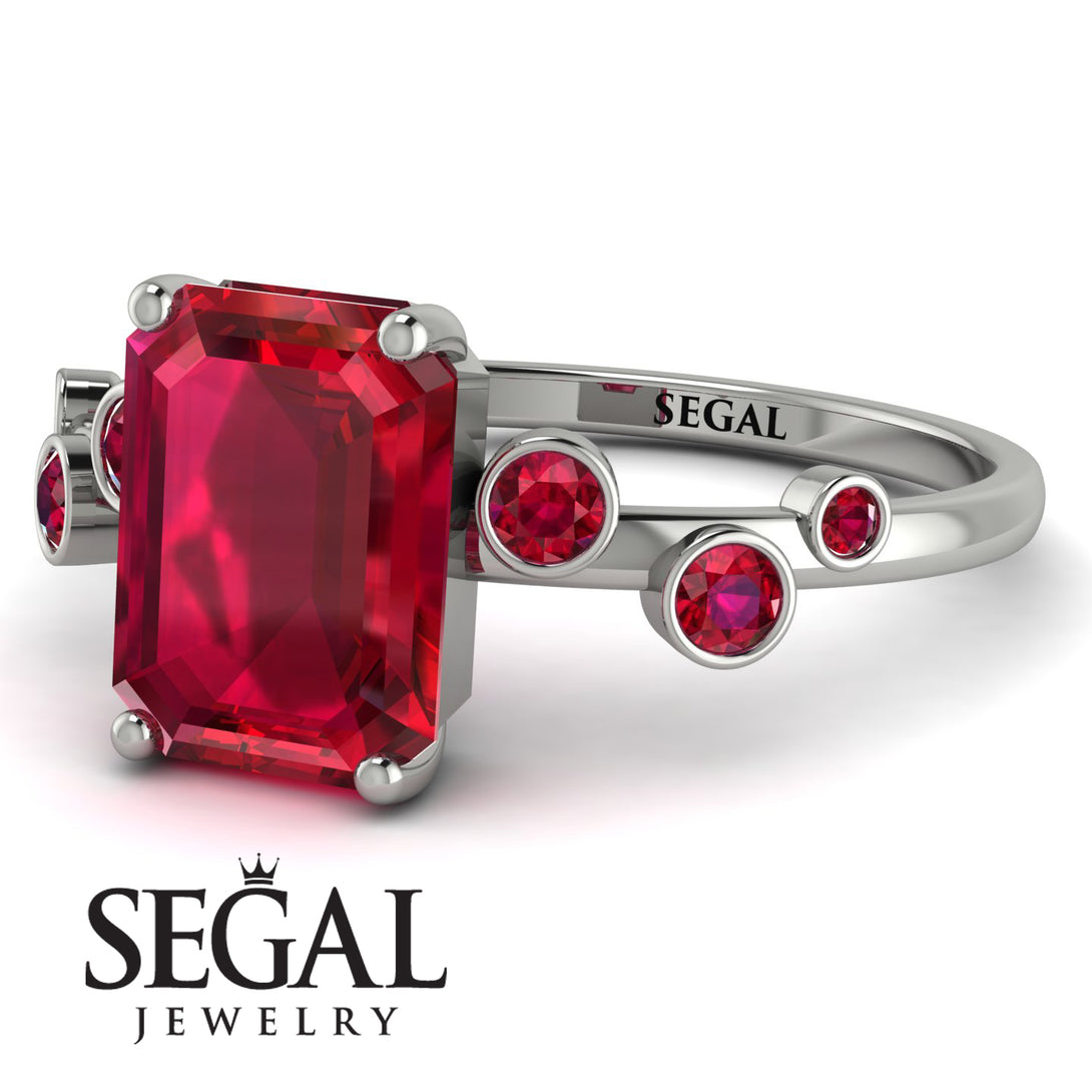 Emerald Cut Ruby Ring With Bezel - Alina No. 57