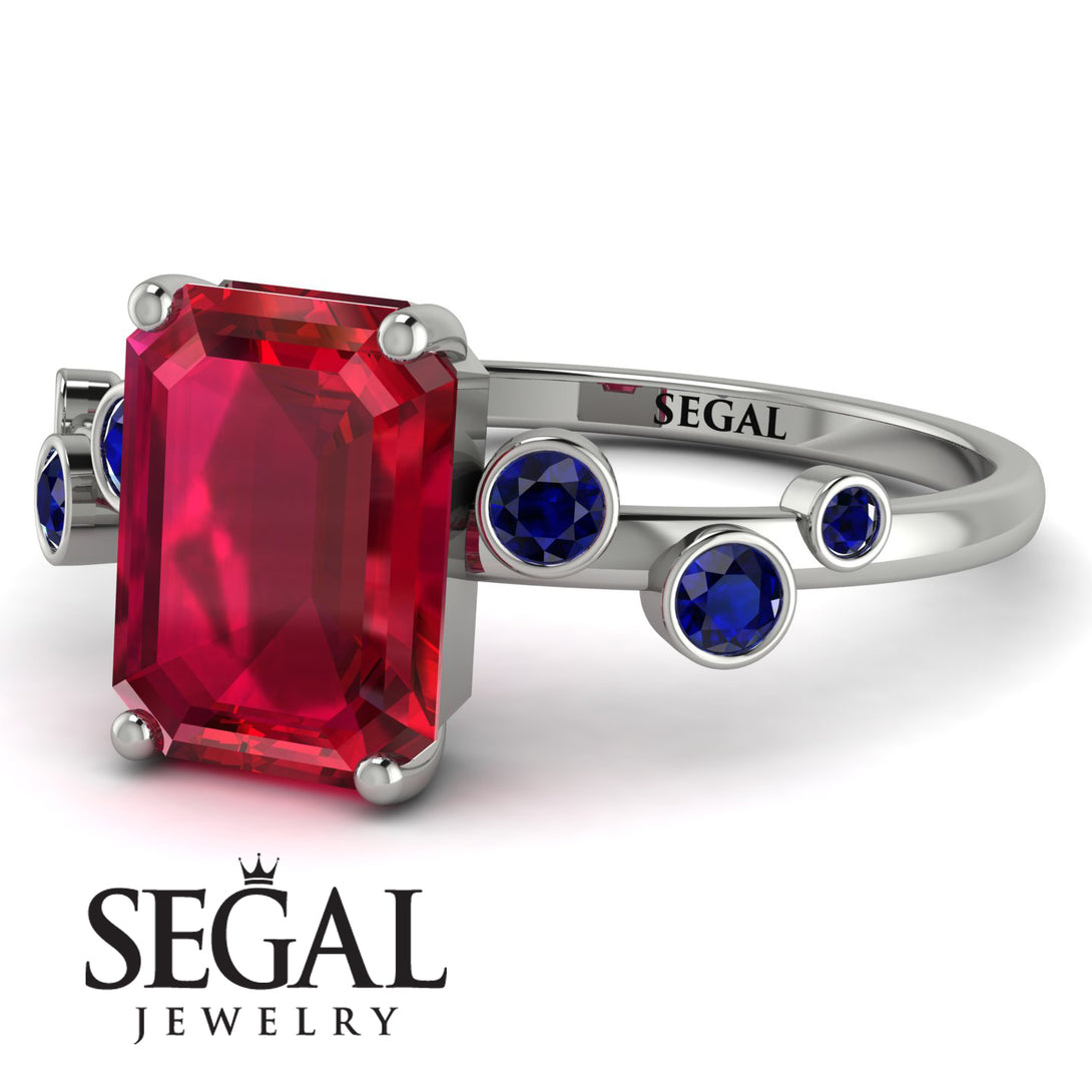Emerald Cut Ruby Ring With Bezel - Alina No. 72