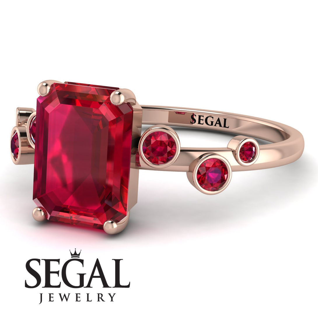 Emerald Cut Ruby Ring With Bezel - Alina No. 56